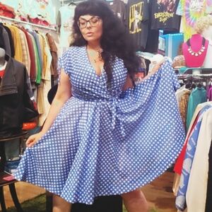 Vintage Blue And White Polka Dot Dress